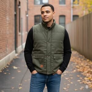 NWOT Cool Choice Sherpa Lined Quilted Vest Men's XL, Green work utility Barn